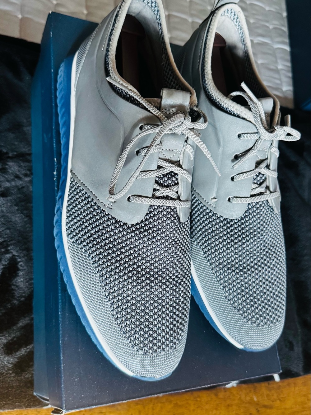 Cole Haan Men's Knit Lace-Up Sneakers in Gray and Blue